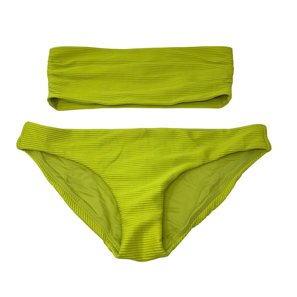 Seafolly Bikini Set Womens US 8 Citron Green Bandeau Textured Swimsuit NWOT